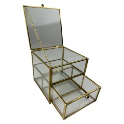 Becquet Boîte à bijoux en verre et métal doré< Boîte, Panier|Décoration