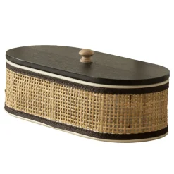 Becquet Boîte de rangement en bois et cannage< Boîte, Panier|Décoration