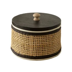 Becquet Boîte de rangement en bois et cannage< Boîte, Panier|Décoration