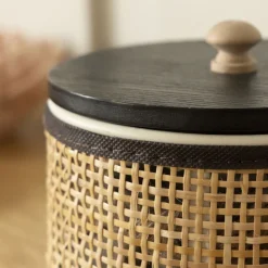 Becquet Boîte de rangement en bois et cannage< Boîte, Panier|Décoration