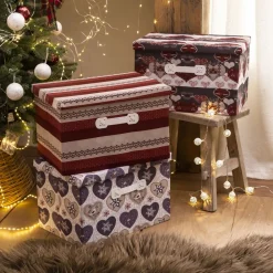 Becquet Boîtes de rangement décor chalet - set de 3< Boîte, Panier|Décoration
