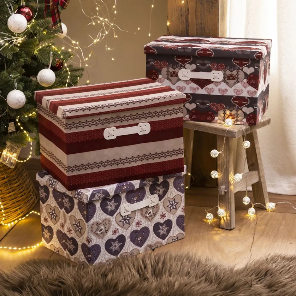 Becquet Boîtes de rangement décor chalet - set de 3< Boîte, Panier|Décoration