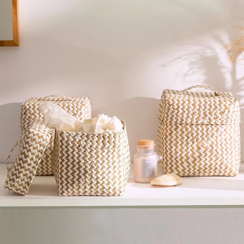 Becquet Boîtes tressées bicolores - Set de 3< Rangement, Gain De Place|Boîte, Panier