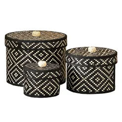 Becquet Boîtes tressées noir et blanc - set de 3< Boîte, Panier|Décoration