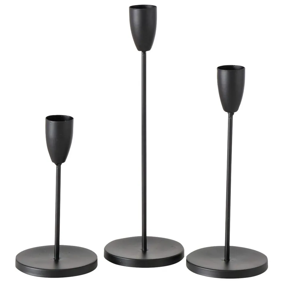 Becquet Bougeoirs en métal noir - set de 3< Luminaire|Décoration