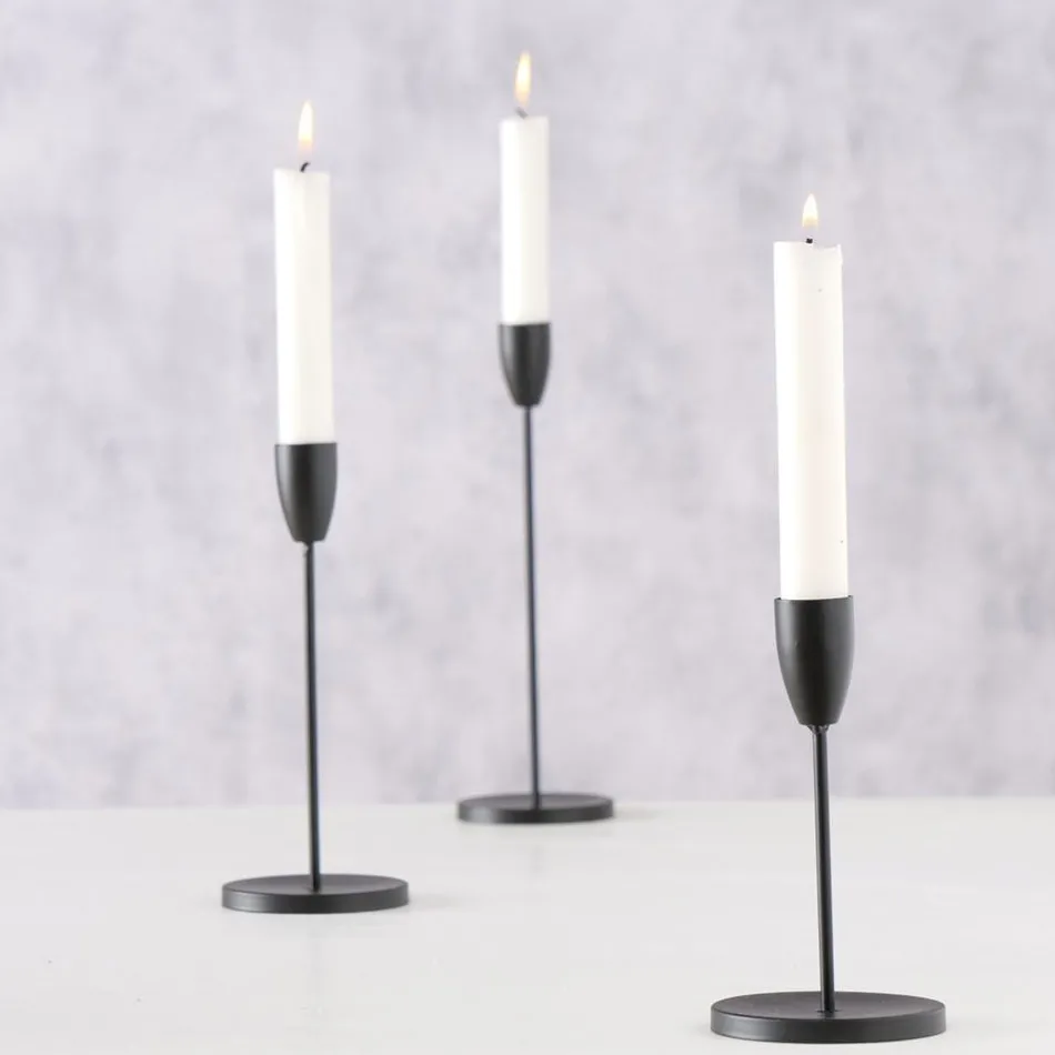 Becquet Bougeoirs en métal noir - set de 3< Luminaire|Décoration