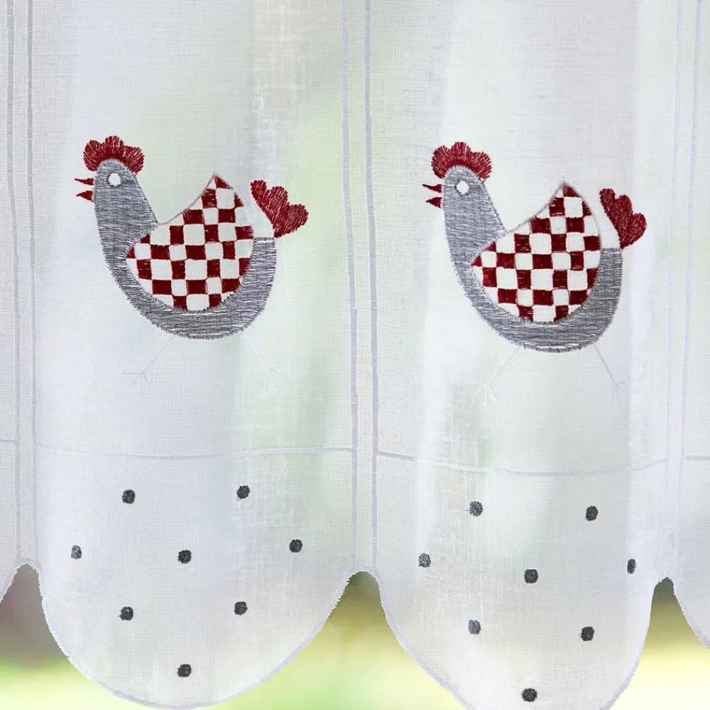 Becquet Brise-bise brodé motif poulettes< Rideau Et Déco Textile|Voilage En Pointe, Voilage Droit, Brise-Bise, Store