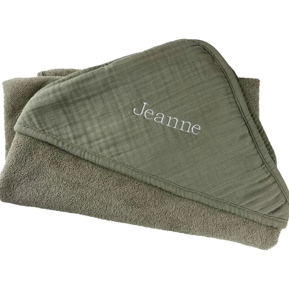 Becquet Cape de bain bébé personnalisable en gaze de coton - CRÉATION<Enfant Univers Des Tout-Petits|Serviette De Bain Personnalisée, Peignoir Personnalisé