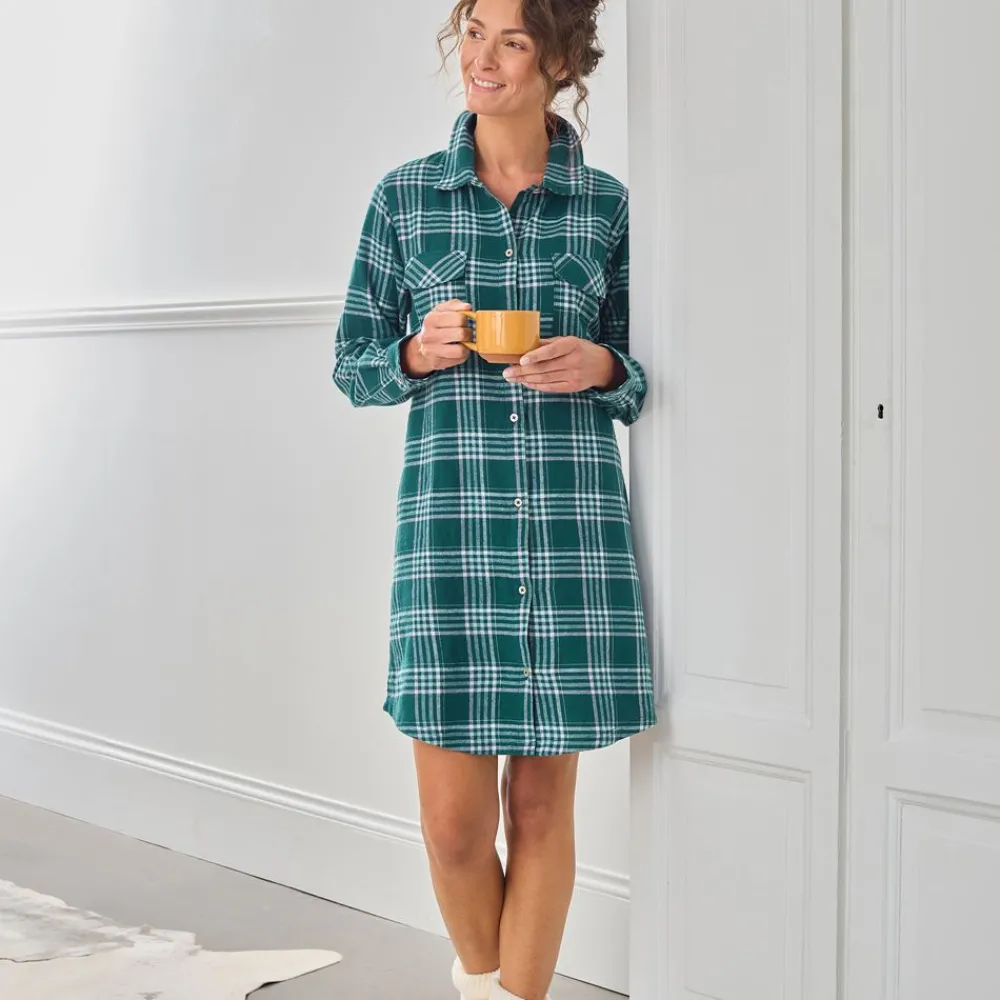 Becquet Chemise de nuit flanelle à carreaux - DODO HOMEWEAR<Femme Pyjama Femme|Les Matières