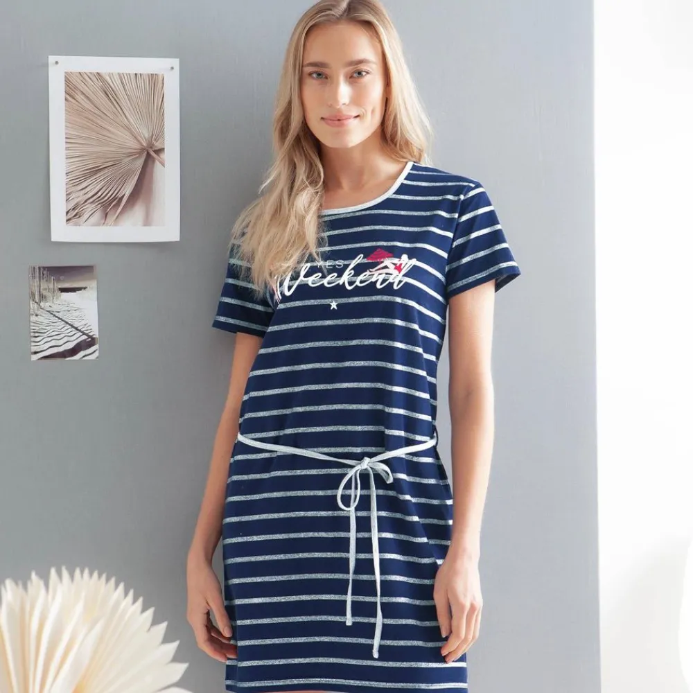Becquet Chemise de nuit jersey à rayures<Femme Pyjama Femme|Les Matières