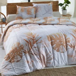 Becquet Couette DÉCO DOUBLE FACE motif feuilles tropicales - création - légère ou chaude< Couette Colorée, Couette Imprimée|Couette, Édredon, Plumon