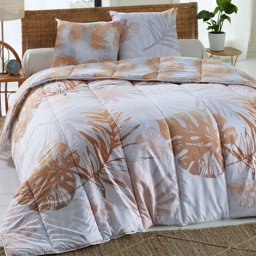 Becquet Couette DÉCO DOUBLE FACE motif feuilles tropicales - création - légère ou chaude< Couette Colorée, Couette Imprimée|Couette, Édredon, Plumon