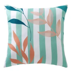 Becquet Couette DÉCO DOUBLE FACE motif feuilles et rayures - création - légère ou chaude< Couette Colorée, Couette Imprimée|Couette, Édredon, Plumon