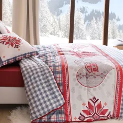 Becquet Couette DÉCO DOUBLE FACE motif chalet - création- chaude< Couette Colorée, Couette Imprimée|Couette, Édredon, Plumon