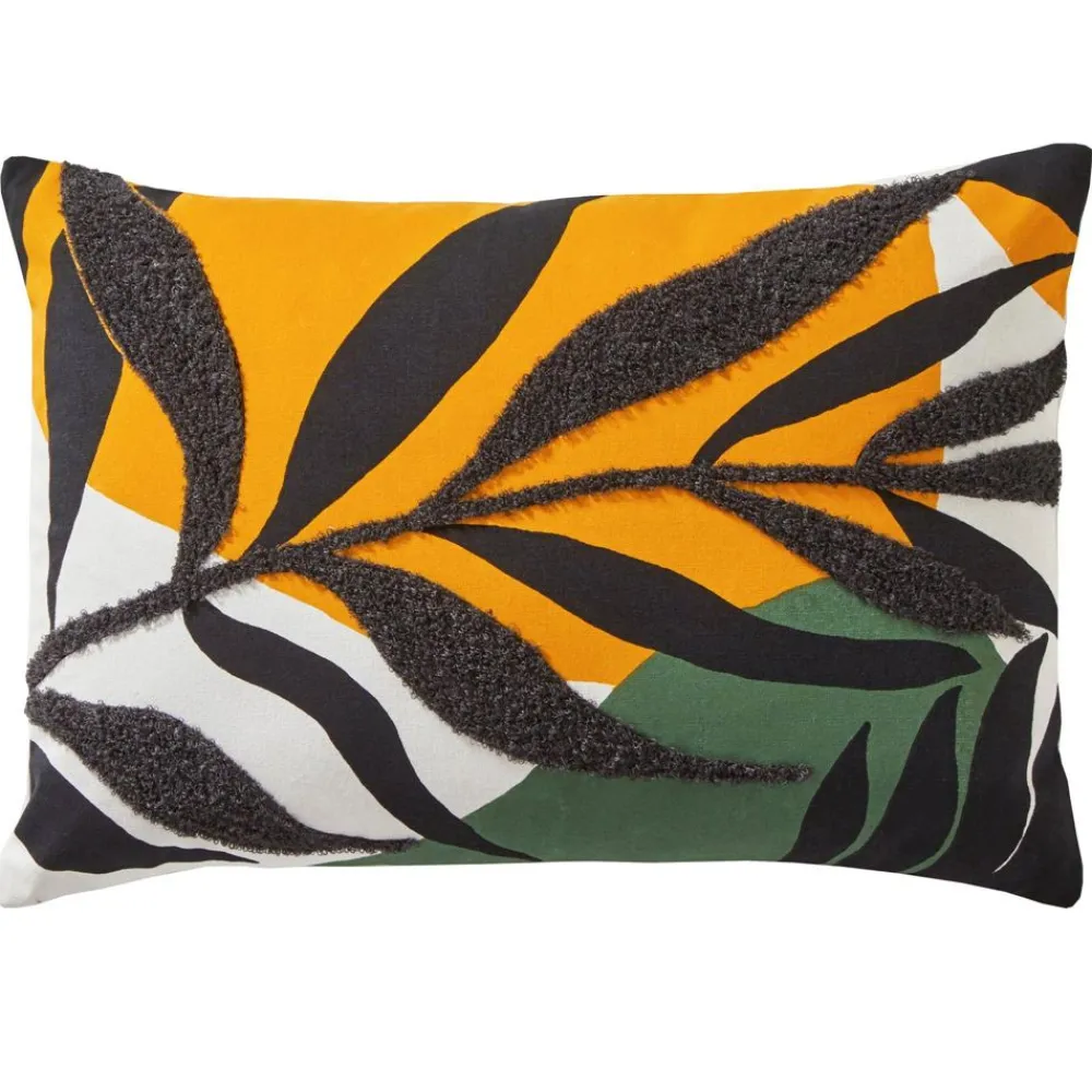 Becquet Coussin brodé feuillage< Rideau Et Déco Textile|Coussin, Housse De Coussin