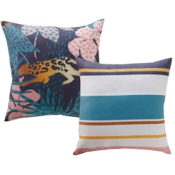Becquet Coussin double face motifs léopard/ rayures< Rideau Et Déco Textile|Coussin, Housse De Coussin