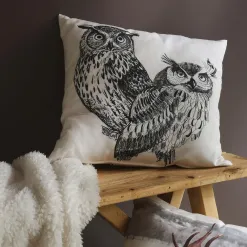 Becquet Coussin motif chouette ou cerf< Coussin, Housse De Coussin|Les Matières