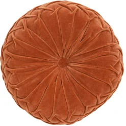 Becquet Coussin rond en velours plissé< Rideau Et Déco Textile|Décoration Textile Unie