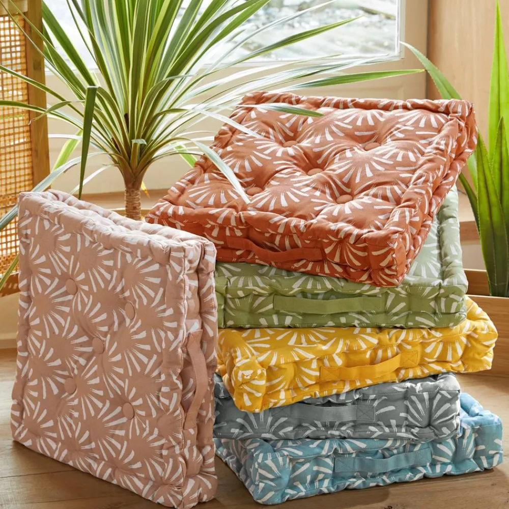 Becquet Coussins matelas motif palmettes spécial extérieur - Lot de 2< Rideau Et Déco Textile|Pouf, Matelas, Futon