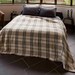 Becquet Couverture 90% LAINE Woolmark® à carreaux - 450 g/m² - Chaude< Couverture|Couverture