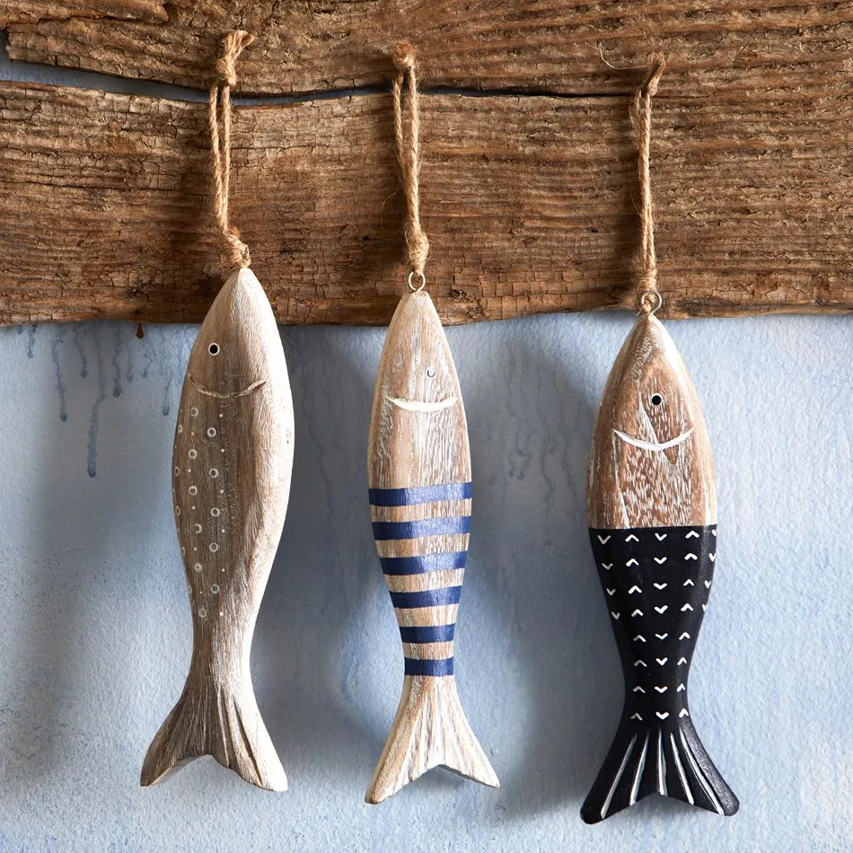 Becquet Décoration poissons en bois à suspendre< Décoration Murale|Décoration