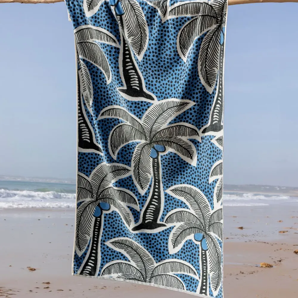 Becquet Drap de plage jacquard motifs palmiers - 380 g/m² - CRÉATION< Serviette De Plage, Fouta|Serviette De Bain Fantaisie