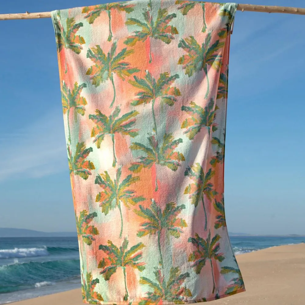 Becquet Drap de plage motif palmiers - 400 g/m²< Serviette De Plage, Fouta|Serviette De Bain Fantaisie