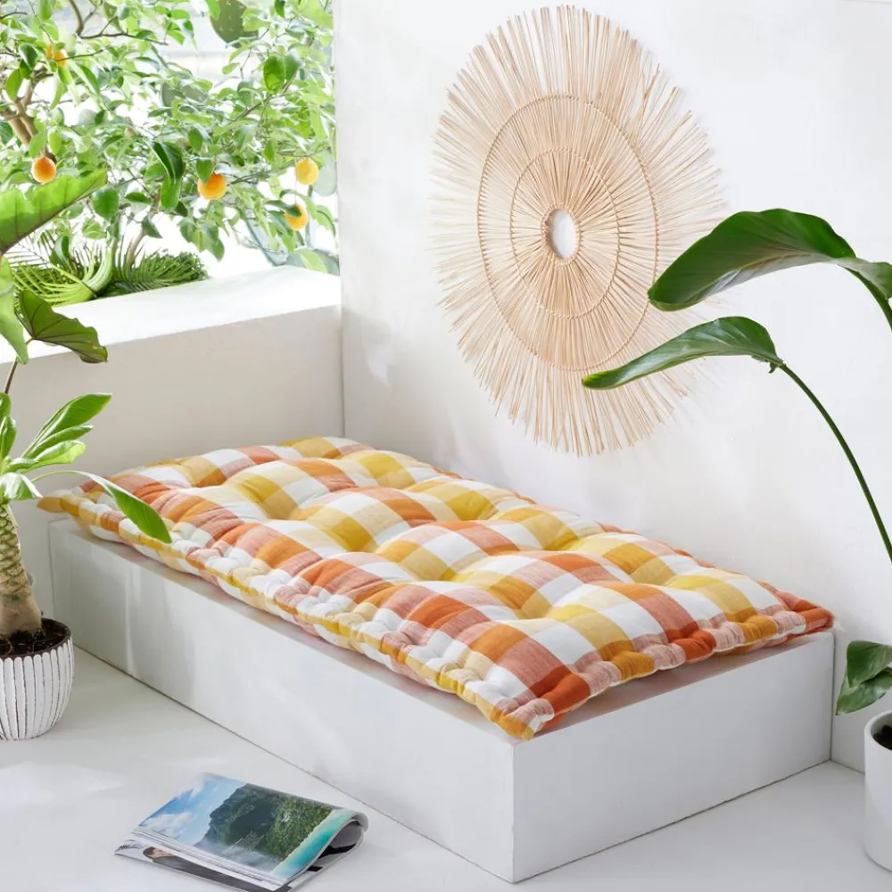 Becquet Futon déco motif madras - CRÉATION< Rideau Et Déco Textile|Pouf, Matelas, Futon
