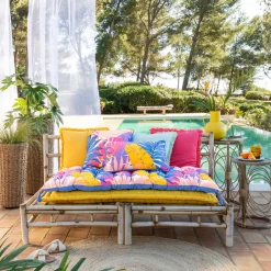 Becquet Futon déperlant imprimé tropical - CRÉATION< Rideau Et Déco Textile|Pouf, Matelas, Futon