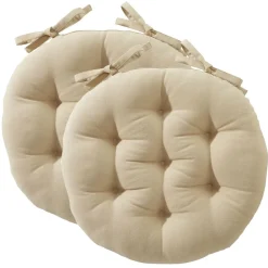 Becquet Galette de chaise capitonnée ronde - Lot de 2< Rideau Et Déco Textile|Décoration Textile Unie