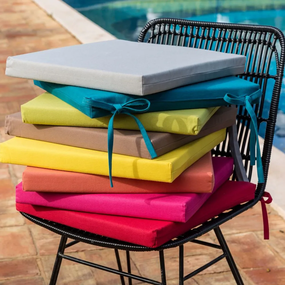 Becquet Galette de chaise enduite carrée spécial extérieur - Lot de 2< Décoration Textile Unie|Galette De Chaise, Housse De Chaise