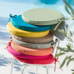 Becquet Galette de chaise enduite ronde spécial extérieur - Lot de 2< Rideau Et Déco Textile|Décoration Textile Unie