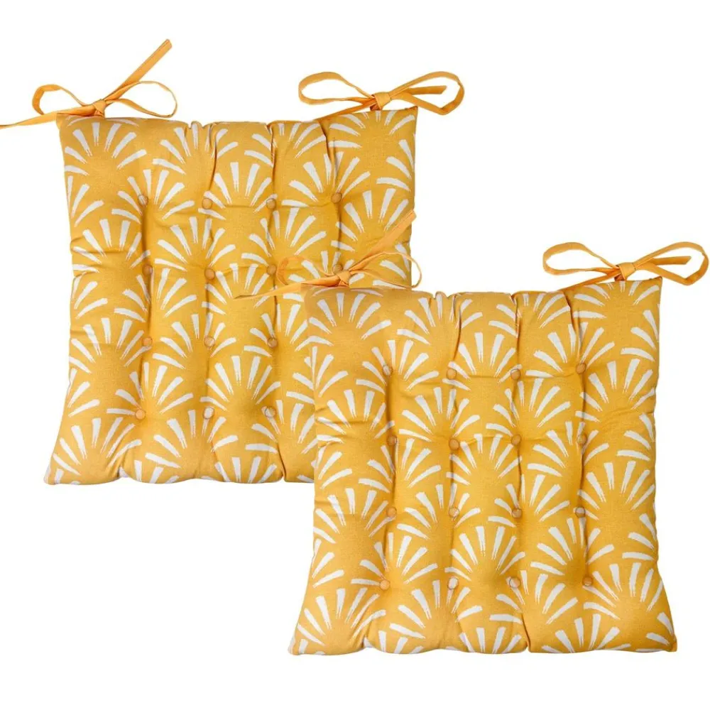 Becquet Galettes de chaise motif palmettes spécial extérieur - Lot de 2< Rideau Et Déco Textile|Galette De Chaise, Housse De Chaise