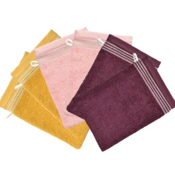 Becquet Gants de toilette unis, rayure brodée - Lot de 6< Serviette De Bain Unie|Les Matières