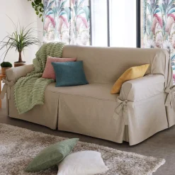 Becquet Housse à nouettes pour fauteuil et canapé - CRÉATION< Rideau Et Déco Textile|Décoration Textile Unie