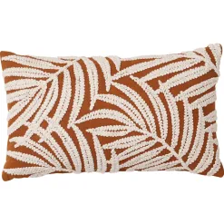 Becquet Housse coussin brodée motif feuilles< Rideau Et Déco Textile|Coussin, Housse De Coussin