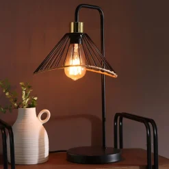 Becquet Lampe à poser métal finition rotin< Luminaire|Décoration
