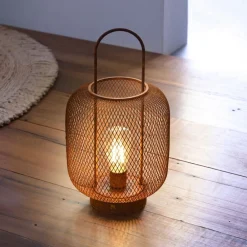 Becquet Lanterne en fer rouillé grillagée< Luminaire|Décoration