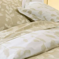 Becquet Linge de lit bicolore motif feuilles - CRÉATION< Les Matières|Housse De Couette