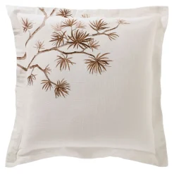 Becquet Linge de lit brodé motif feuillage japonisant - CRÉATION< Housse De Couette|Linge De Lit Fantaisie, Linge De Lit Brodé