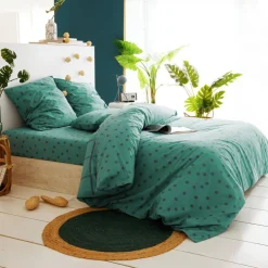 Becquet Linge de lit coton lavé pois et carreaux - CRÉATION< Housse De Couette