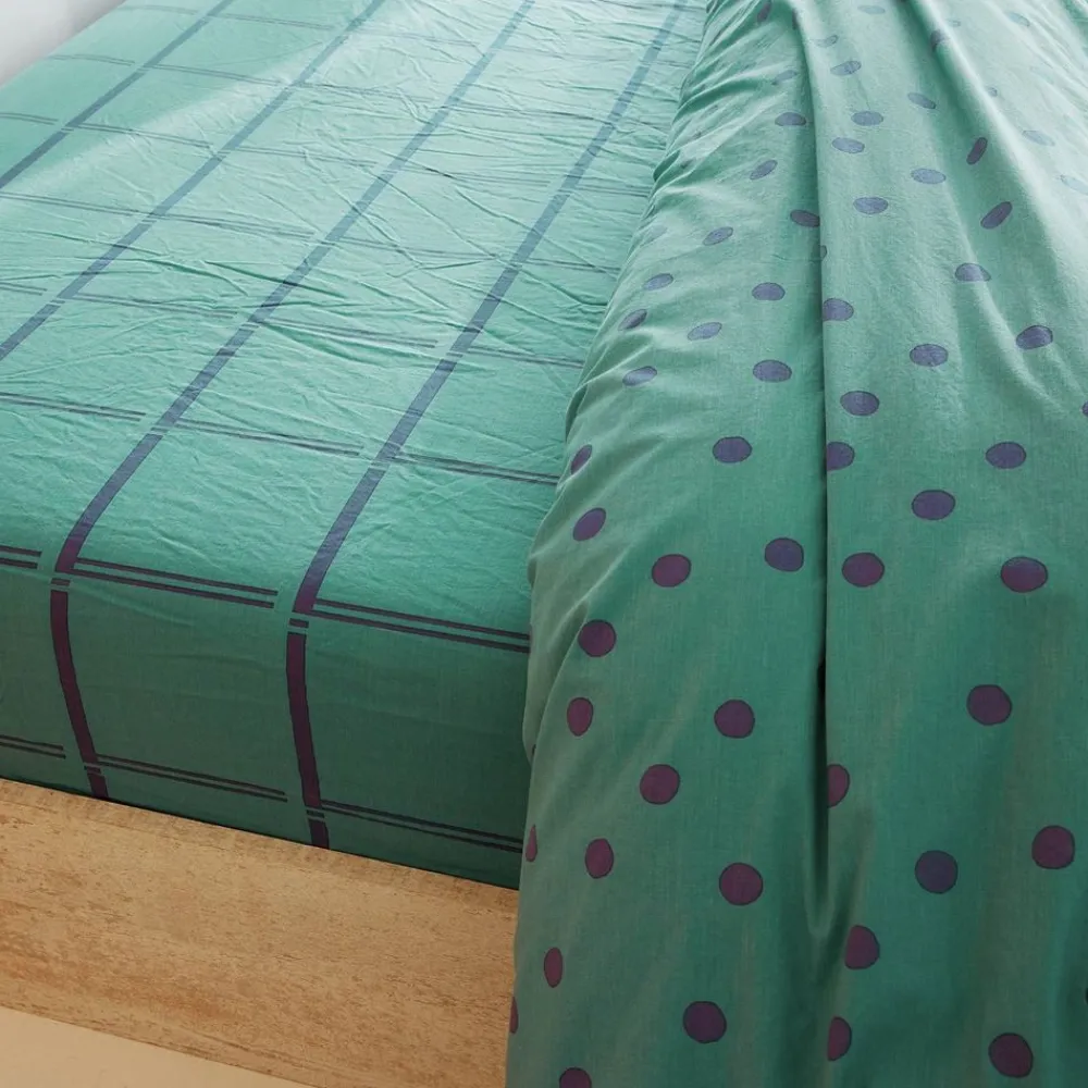 Becquet Linge de lit coton lavé pois et carreaux - CRÉATION<Enfant Univers Des Garçons|Univers Des Filles
