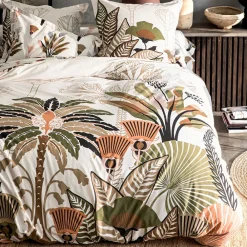 Becquet Linge de lit décor végétal tropical - CRÉATION< Housse De Couette|Linge De Lit Fantaisie, Linge De Lit Brodé