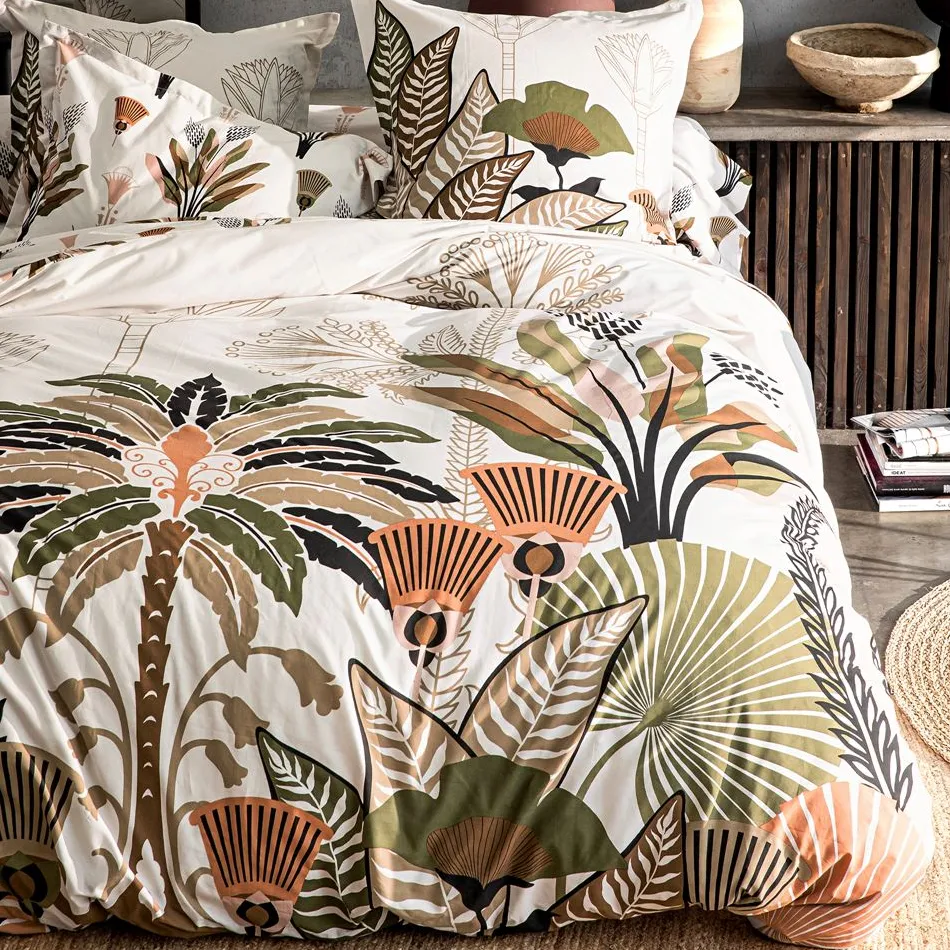 Becquet Linge de lit décor végétal tropical - CRÉATION< Housse De Couette|Linge De Lit Fantaisie, Linge De Lit Brodé