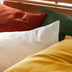 Becquet Linge de lit en double gaze de coton unie - Taie personnalisable< Les Matières