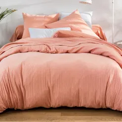 Becquet Linge de lit en double gaze de coton unie - Taie personnalisable< Les Matières
