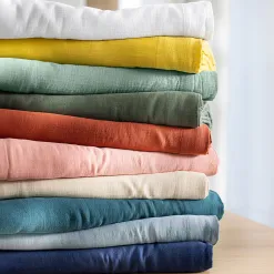 Becquet Linge de lit en double gaze de coton unie - Taie personnalisable< Les Matières