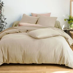 Becquet Linge de lit en double gaze de coton unie - Taie personnalisable< Housse De Couette|Linge De Lit Uni