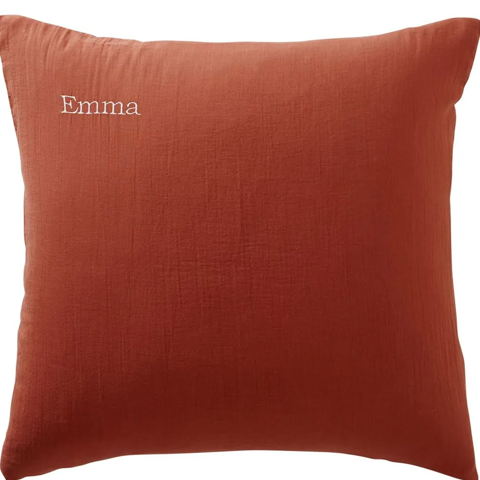 Becquet Linge de lit en double gaze de coton unie - Taie personnalisable< Housse De Couette|Linge De Lit Uni