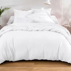 Becquet Linge de lit en double gaze de coton unie - Taie personnalisable< Housse De Couette|Linge De Lit Uni